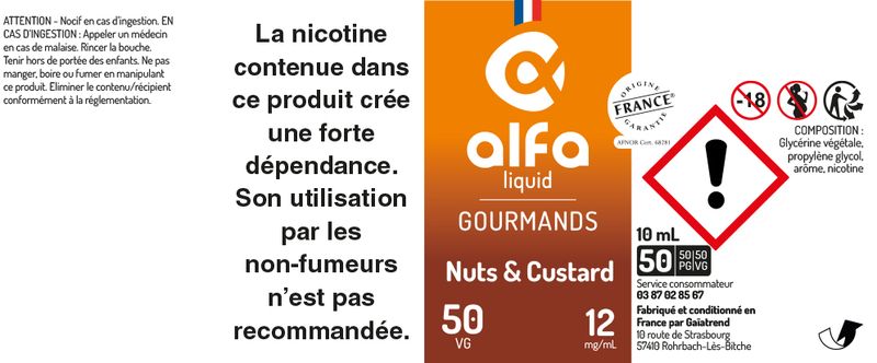 étiquette Nuts Custard Alfaliquid 50vg